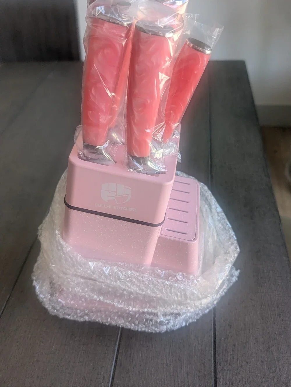 Pink Knife Block Set with Pink Handles